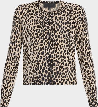Nili Lotan Keelah Animal-Print Cashmere Cardigan