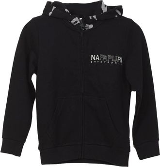 Napapijri Kids Sweatshirts, male, Black, 8 Y, Hooded Sweatshirt with Zipper and Kangaroo Pocket