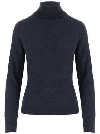 Allude Black Ribbed Turtleneck Sweater