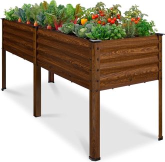 Best Choice Products 72x24x30in Non Toxic Elevated Galvanized Metal Garden Bed Corner Protectors