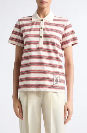 Moncler Stripe Polo in White/red at Nordstrom, Size Medium