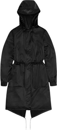 Rains Sportieve Zwarte Parka met Fishtail Zoom - Heren - Regenjassen - Zwart - XS - Jassen
