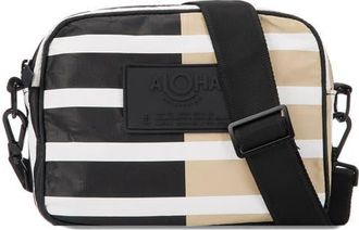 Aloha Collection Sporty Stripe Le Tour Water Resistant Tyvek Crossbody Bag in Black/Latte at Nordstrom
