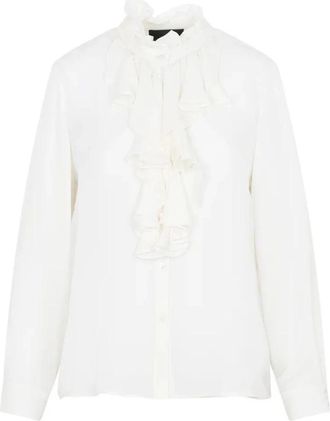 Nili Lotan Lily Blouse Met Ruwe Ruche - Dames - Blouses - Wit - XL - Overhemden