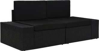 vidaXL Vidaxl - Sof&aacute; Seccional De 2 Plazas De Rat&aacute;n Sint&eacute;tico Negro