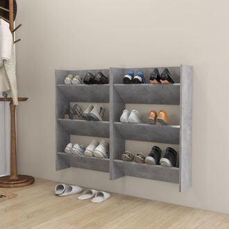 vidaXL Vidaxl - Zapateros De Pared 2 Uds Contrachapada Gris Hormig&oacute;n 60x18x90cm