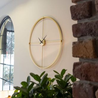 Wallity Orologio da parete in metallo, orologio decorativo, stile industriale Clock Gold