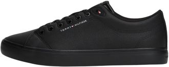 Tommy Hilfiger Mens Core Low Top Leather Vulcanised Trainers, Black (Black), 10