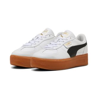 Puma Sneaker PUMA PALERMO ELEVATA LTH WNS, Damen, Gr. 38,5, weiss (puma wei&szlig;, gum), Leder, unifarben, Schuhe Sneaker