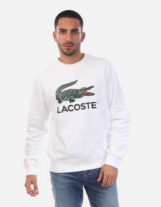 Lacoste Mens Fleece Crew Neck Sweatshirt - White - Size: 34