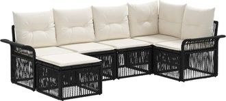 vidaXL Conjunto De Sof&aacute;s De Jard&iacute;n 6 Uds. Negro Rat&aacute;n Sint&eacute;tico Vidaxl