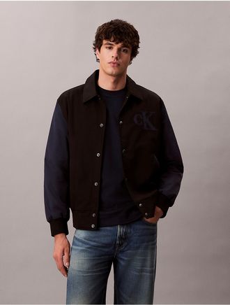 Calvin Klein Jeans Calvin Klein Mens Nylon Cotton Varsity Bomber Jacket - Black - XL