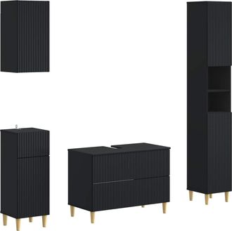 vidaXL Juego De Armarios De Ba&ntilde;o De 4 Piezas Arnhem Negro Vidaxl