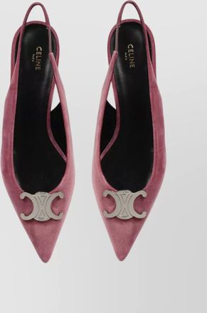 Celine Alma Triomphe Velvet Flat Pumps