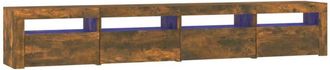 vidaXL TV Cabinet with LED Lights Smoked Oak 240x35x40 cm vidaXL