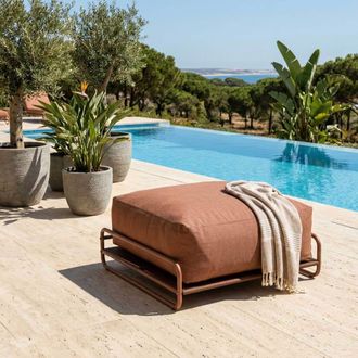 Oviala Puf para muebles de jard&iacute;n modulares con estructura terracota