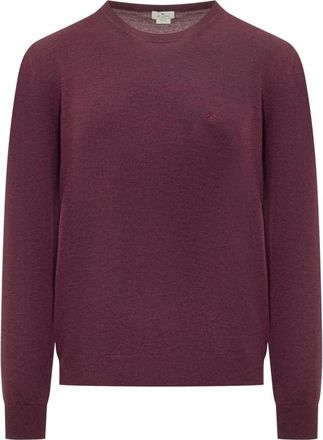 Etro Wollen Trui met Geborduurd Logo - Heren - Ronde hals truien - Rood - S - Wol - Truien & Vesten