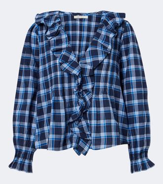 D&ocirc;en D&ocirc;en Hardy plaid ruffled cotton blouse
