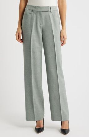 Tahari by ASL Bird Eye Straight Leg Pants in Eucalyptus at Nordstrom, Size 10
