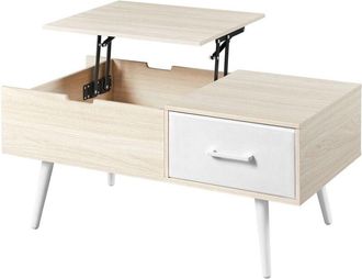 Yaheetech Yaheetech Mesa de Centro Elevable 100x50x45-59cm con Almacenamiento Lateral y Oculto,Equipada de 1 Cajón y Patas de Madera para Salón y Cocina Negro