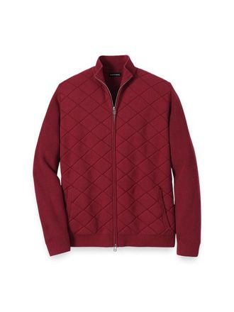 Paul Fredrick Cotton Full Zip Mock Neck Sweater Jacket in Burgundy at Nordstrom, Size Xx-Large