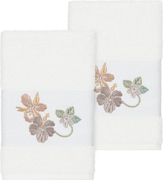 Linum Home Textiles 100% Turkish Cotton Caroline 2Pc Embellished Hand Towel Set