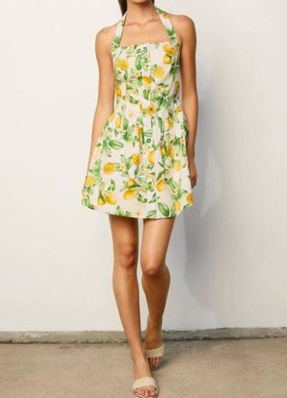 Dress Forum Fit And Flare Halter Mini Dress In Lemon Sorbet