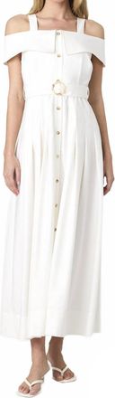 French Connection Fluid Rayon Midi Dress In Summer White
