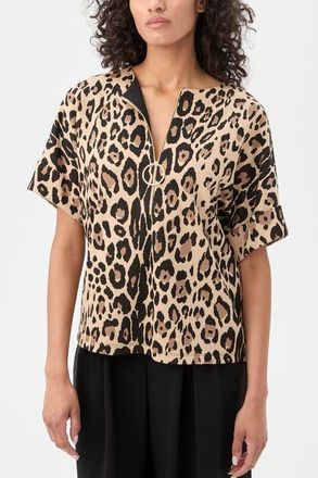 Trina Turk Stagehands Short Sleeve Leopard Top in Multi at Nordstrom, Size X-Small