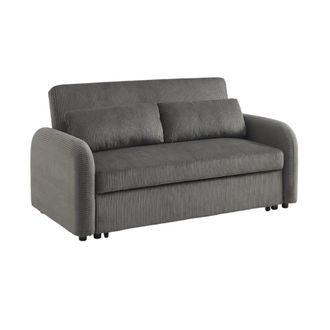 Sweeek Sof&aacute; cama redondeado de pana fina, 2 plazas, gris oscuro