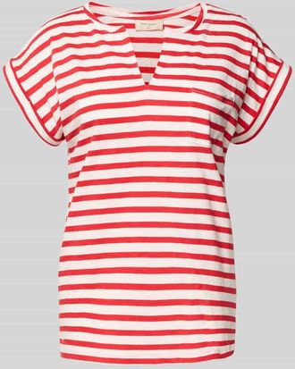 Freequent T-Shirt mit V-Ausschnitt Modell Viva in Rot, Gr&ouml;&szlig;e XS