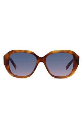 Givenchy GV Day 55mm Round Sunglasses in Blonde Havana /Gradient Blue at Nordstrom