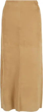 Ferragamo Womens Lambskin Leather Pencil Skirt In Beige Khaki