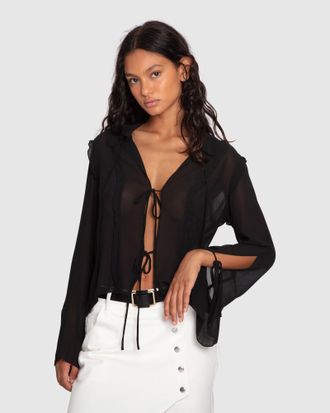 Belle & Bloom Current Obsession Tie Shirt