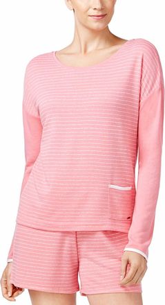 Nautica Sleepwear French Terry Pajama Top In Rose Stripe