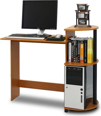 Furinno Compact Computer Desk, Light Cherry/Black