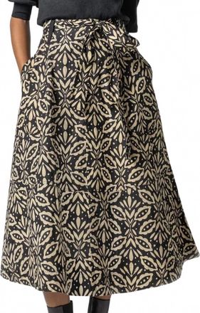 Lilla P Womens Belted Skirt In Khaki Motif