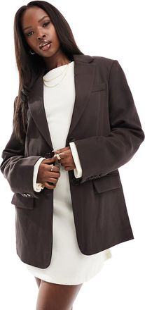 NA-KD Blazer oversize in twill marrone