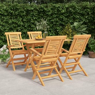 Berkfield Home 5 Piece Garden Dining Set Solid Wood Teak in Brown
