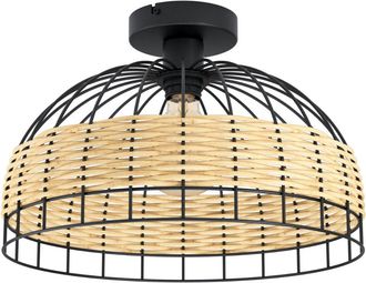 Eglo Anwick Ceiling Light - Black & Rattan | TJ Hughes