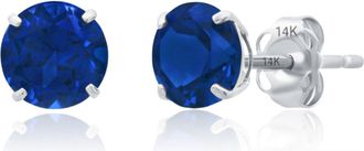 MAX + STONE 14k Yellow or White Gold 6mm Round Solitaire Gemstone Stud Earrings