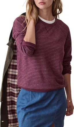 Marine Layer Striped Heathered Raglan T-Shirt in Cabernet at Nordstrom, Size X-Small