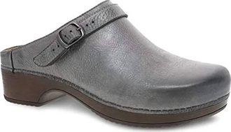 Dansko Womens Berry Distressed Leather Shoes In Pewter Metallic