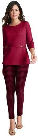 Jessica London Ponte Belted Top in Rich Burgundy at Nordstrom, Size Medium