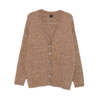 Pinko Cardigans, female, Brown, Size: XS Camel Sweater Aw25