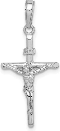 Diamond2Deal 10K White Gold Stick Style Crucifix Pendant