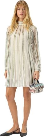 Missoni Mini Dress With Striped Sash And Lam&eacute; Threads in White at Nordstrom, Size 38 It