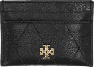 Tory Burch Charlie Quilted Card Case - Dames - Portefeuilles - Zwart - ONE Size - Leer - Accessoires