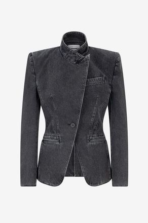 Alexander McQueen Ausgewaschener Denim-Blazer Twisted Spliced