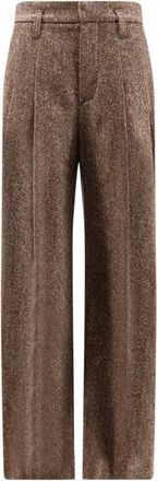 Brunello Cucinelli Monili Detail Wijde Broek - Dames - Wijde Broeken - Bruin - XS - Wol - Broeken
